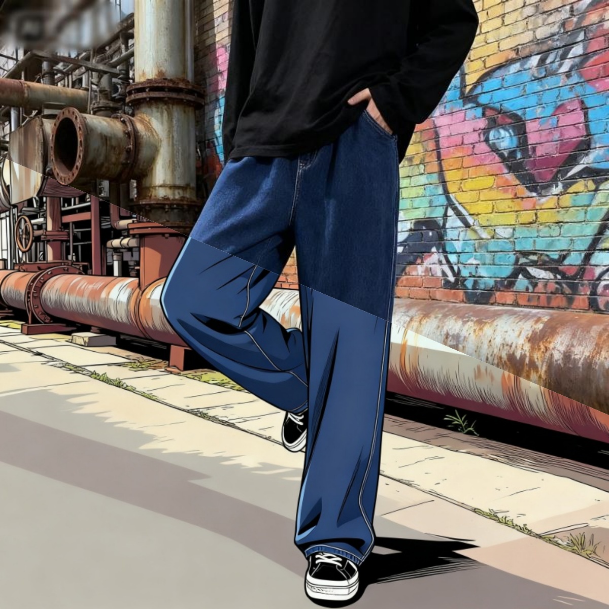 Streetwear Brand Jeans - Korean Style Streetwear New Fashion Baggy
