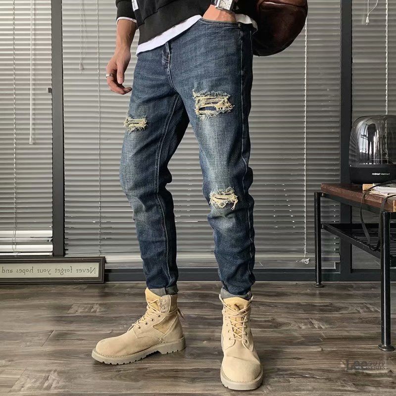 Ripped Jeans Men's Autumn New  - Streetwear Brand Jeans 评论和价格