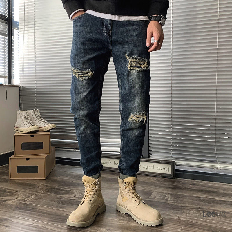 Ripped Jeans Men's Autumn New  - Streetwear Brand Jeans 评论和价格