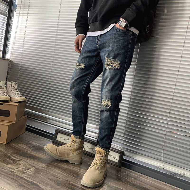 Ripped Jeans Men's Autumn New  - Streetwear Brand Jeans 评论和价格